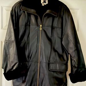Retro oversized women’s leather jacket